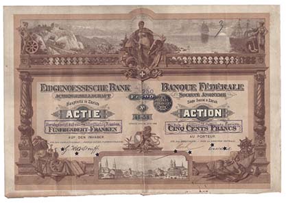 A scandal made the Eidgenössische Bank founded in 1864 known all over the world. In 1869 a bookkeeper embezzled 3 Million Swiss Franks, which was an incredible amount in these days.