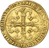 Lot 1429: BELGIUM / BRABANT. Joan, 1383-1406. Tourelle d'or n. y., Louvain. Extremely rare. Very fine. Estimate: 15,000,- euros. Hammer price: 28,000,- euros.
