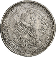 Lot 4461: BRETSCHNEIDER COLLECTION / SAXE-ALTENBURG. John Philip, Frederick, John William and Frederick William II, 1603-1625. Double reichsthaler 1623, Saalfeld. Extremely rare. Very fine to extremely fine. Estimate: 4,000,- euros. Hammer price: 16,000,- euros.