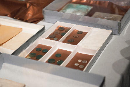 Coins from the time between 1652 and 1855 were kept in the time capsule. Photograph © Museum of Fine Arts, Boston.