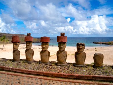 Moai on Rapa Nui. Adam Stanford © Aerial-Cam Ltd for RNLOC.