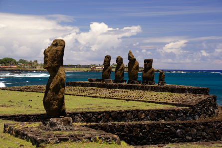 Moai on Rapa Nui. Adam Stanford © Aerial-Cam Ltd for RNLOC.