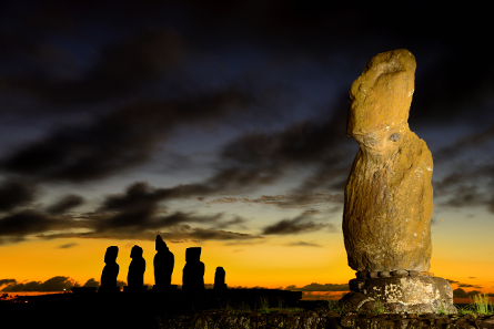 Moai on Rapa Nui. Adam Stanford © Aerial-Cam Ltd for RNLOC.