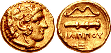 KINGS of MACEDON. temp. Philip II - Alexander III. Circa 340/36-328 BC. Quarter Stater. Le Rider 76 (D51/R36'); SNG ANS 224; NAIM-BAN 61 (same dies). Good VF. CNG 99, Lot 68. Estimate: $1,000.