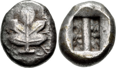 ISLANDS off CARIA, Rhodos. Kamiros. Circa 500-480 BC. Stater. SNG Keckman 317; HGC 6, 1382. Near VF, toned. CNG 99, Lot 272. Estimate: $1,000.