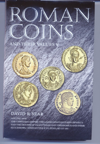David R. Sear, Roman Coins and Their Values. 'Millenium Edition'. Volume V: The Christian Empire: The Later Constantinian Dynasty and the Houses of Valentinian and Theodosius and their Successors, Constantine II to Zeno, AD 337-491. Spink, London, 2014. 575 p., black-and-white images throughout. 22.2 x 15 cm. Hardcover. ISBN: 978-1-907427-45-9. 50 GBP.