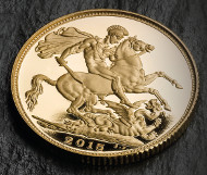 St George on the Gold Sovereign 2015.