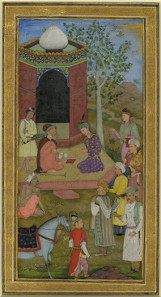 Album leaf representing a prince visiting a holy man, Mughal India, 1610. © The Trustees of the British Museum.