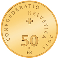 Switzerland / 2015 / 50 Swiss Francs / gold 0.900 / 11.29 g / 25 mm / Mintage: 5,000 (Polished proof in presentation case).