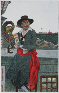 Howard Pyle, Kidd on board of his ship Adventure Galley, before 1911.