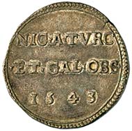 Emergency coin, issued on the occasion of the Siege of Nice in 1543.