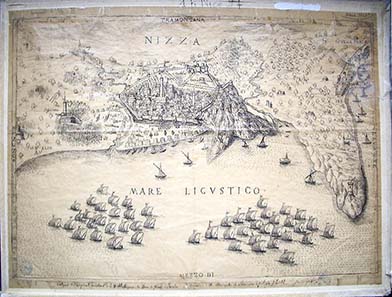 The Siege of Nice by the Ottoman and the French fleet in 1543. Source: Wikipedia.