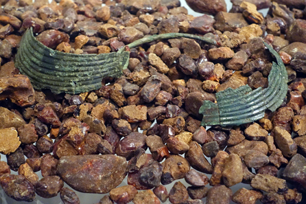 Hoard find of amber, around 1400 BC, discovered in North Jutland together with two bronze collars. Photo: UK.