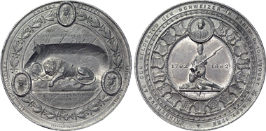 Medal commemorating the fallen in the resistance against the French revolutionaries. Av. Lion of Lucerne Monument. Photo: UK.