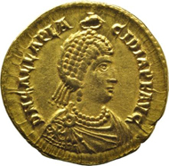 Western Roman Empire, Empress Galla Placidia (421-450), Solidus, Ravenna mint, gold, diam. 21.5 mm, 4.41 g. © Münzkabinett, Staatliche Kunstsammlungen Dresden, Photograph: Jens Dornheim.