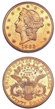 1882 $20 AU53 PCGS.