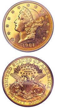 1904 $20 PR65 Cameo PCGS.