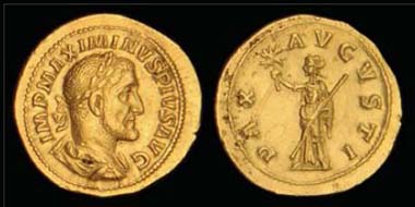 Maximinus I, Thrax (235-238), aureus, Rome, April-December 235, 5.37g. RIC 12; BMC 4; C. 30; Calico 3159; Alram 10/1B.