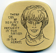 Bess Myerson Jewish-American Hall of Fame 2-inch bronze art medal, designed by Alex Shagin.