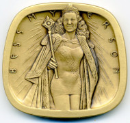 Bess Myerson Jewish-American Hall of Fame 2-inch bronze art medal, designed by Alex Shagin.