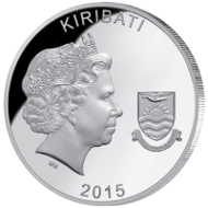 Kiribati / 2015 / $10 / Silver 500/1000 / 10g / 26mm / Mintage: 150,000.