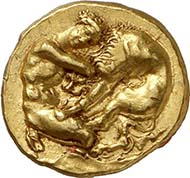 SYRACUSE (Sicily). Dionysius I., 406-367. 100 litra, 406-405 B. C. Signed masterpiece by Euainetos. Franke-Hirmer 46, 128 (this specimen). Extremely fine. From auction Gorny & Mosch 190 (2010), no. 65. Estimate: 7,500 Euros. Realized price: 66,700 Euros.