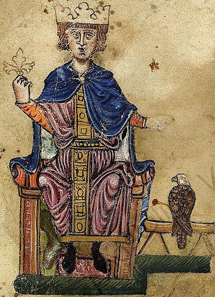 Frederick II with his falcon. From his book