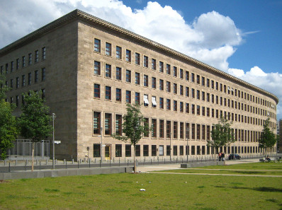 The construction of the Reichsbank building, on Werderschen Markt in Berlin-Mitte. was completed in 1940. After WW2, it was used by the Central Committee of the SED and ever since 1999, it has been part of the Foreign Office of the Federal Republic of Germany.