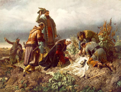 Discovery of the Body of King Louis the Second, painting by Bertalan Székely, 1860.