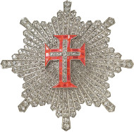 Lot 595: ORDERS / PORTUGAL. Military Order of Christ. 3rd model (since 1918), Grand Officer Breast Star of the Order in brilliants, gold, enamel, and simili stones. Extremely rare. II. Estimate: 20,000,- euros. Hammer price: 26,000,- euros.
