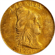 Lot 55: 1796 Capped Bust Right Quarter Eagle. No Stars. BD-2. Rarity-4. MS-61 (PCGS). CAC-Gold Label. OGH. Price Realized: $352,500.00.