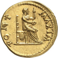 Lot 8642: ROMAN IMPERIAL TIMES. Vitellius. Aureus, Rome. Lanz 135 (2007), 569. Very rare. Tiny scratches, expertly restored. Extremely fine. Estimate: 50,000,- euros. Hammer price: 105,000,- euros.