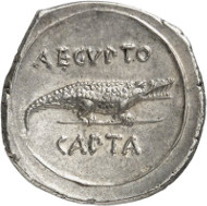 Lot 8549: ROMAN IMPERIAL TIMES. Augustus, 30 BC - AD 14. Denarius, 28 BC, Italian mint. Ex Tkalec Auction (2011), 134. Very rare. Extremely fine to FDC. Estimate: 35,000,- euros. Hammer price: 55,000,- euros.