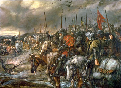 Morning of the Battle of Agincourt. Painting by Sir John Gilbert, 1884.
