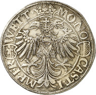 Lot 4115: FRIEDBERG. Double thaler 1591. Unique. Extremely fine. Estimate: 40,000,- euros. Hammer price: 65,000,- euros.