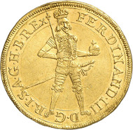 Lot 4609: HRE. Ferdinand III, 1637-1657. Double ducat 1653, St. Veit. Extremely rare. Extremely fine to FDC / FDC. Estimate: 5,000,- euros. Hammer price: 13,000,- euros.