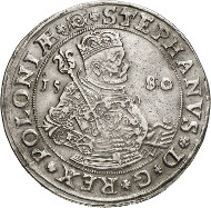Lot 4854: POLAND. Stephen Bathory, 1576-1586. Thaler 1580, Olkusz. Extremely rare. Nearly extremely fine. Estimate: 50,000,- euros. Hammer price: 90,000,- euros.