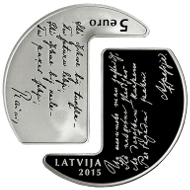 Latvia / 5 Euros / Silver .925 / 31.47 g / 38.61 mm / Design: Arta Ozola-Jaunaraja (graphic design) and Ligita Franckevica (plaster model) / Mintage: 7,000.