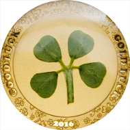 Palau / Four-Leaf Clover in Gold 2016 / 1 Dollar / Gold .9999 / 1 g / 13.92 mm /
Mintage: 2016.