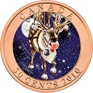 This charming 4-dollar coin from Canada shows kids hanging their stockings on the mantle of the chimney. Source: Royal Canadian Mint.