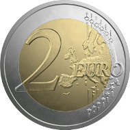 Latvia / 2 Euros / Copper, Nickel, Brass / 8.50 g / 25.75 mm / Design: Luc Luycx (common side) and Georgios Stamatopoulos (national side) / Mintage: 1,000,000.