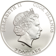 Cook Islands / 2 Dollars / Silver .999 / 1/2 Ounce / 50 mm / Mintage: 999.