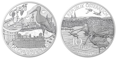 Austria / Austria by its Children Piece by Piece - Burgenland / 10 Euros / Silver .925 / 17.3 g / 32 mm / Design: Thomas Pesendorfer / Winner of competition: Leonie Schrollenberger / Mintage: 40,000.