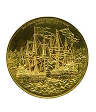 Representational medal of 360 ducats, 1677. Christian V, King of Denmark (1670-1699), in celebration of the Danish victories at sea, medallist Christoph Schneider (Germany - 1701 Denmark), gold, 1258.85 g, 129 mm, 12 h. Vienna Coin Cabinet, inv. 249 bß.