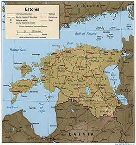 Map of Estonia: Source: Wikipedia.