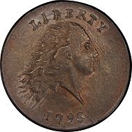 Lot 3013: 1793 Flowing Hair Cent. Sheldon-3. Rarity-3-. Chain, AMERICA. No Periods. Mint State-65 RB (PCGS). Price Realized: $998,750.