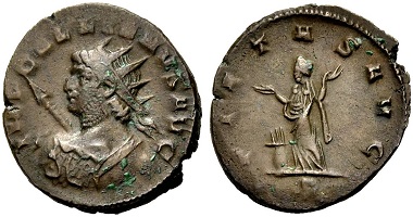 Catalogue No 502: Gallienus, 253-268. Antoninianus, 265-266. Rv. Pietas.