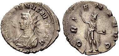 Catalogue No 496: Gallienus, 253-268. Antoninianus, 264. Rv. Sol.
