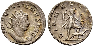 Catalogue No 462: Gallienus, 253-268. Antoninianus, 259. Rv. Diana.