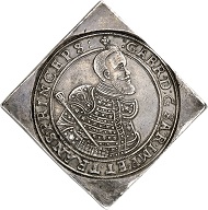 No. 624: HUNGARY. Wladislaus II, 1490-1516. Quadruple reichstalerklippe 1626 CC, Kaschau. Dav. 4716. Very rare. Extremely fine. Estimate: 100,000,- euros. Hammer price: 110,000,- euros.